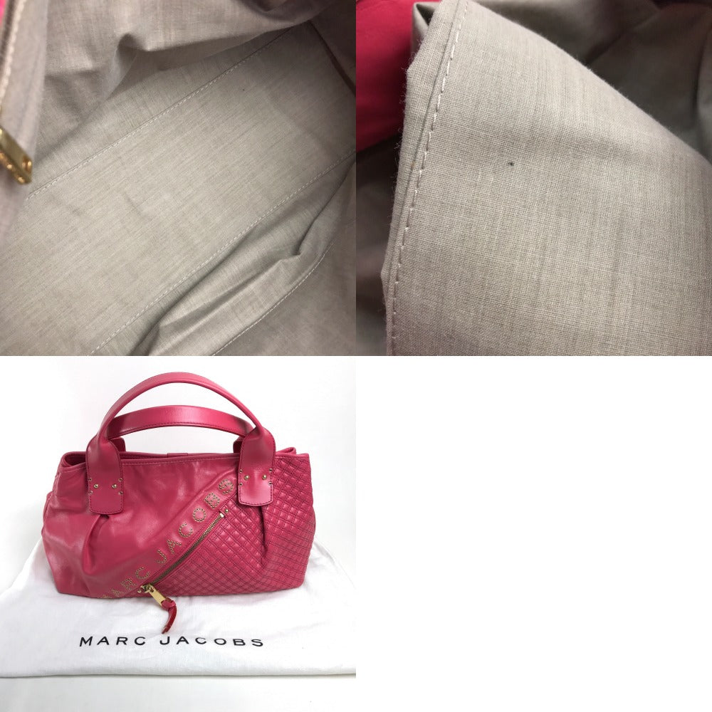 MARC JACOBS logo quilted handbag/tote bag in leather, women's, pink.