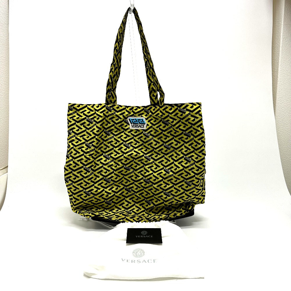 VERSACE Greca Eco Bag, Foldable Shoulder Bag/Tote Bag, Nylon, Women's, Blue
