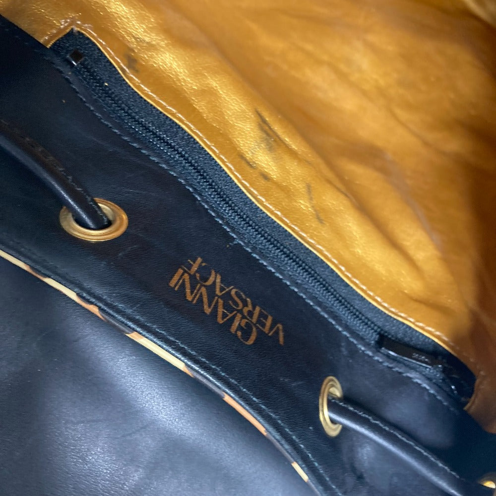 VERSACE ヴィンテージ レオパード 豹柄 ヒョウ カバン バックパック リュックサック PVC/レザー レディース イエロー