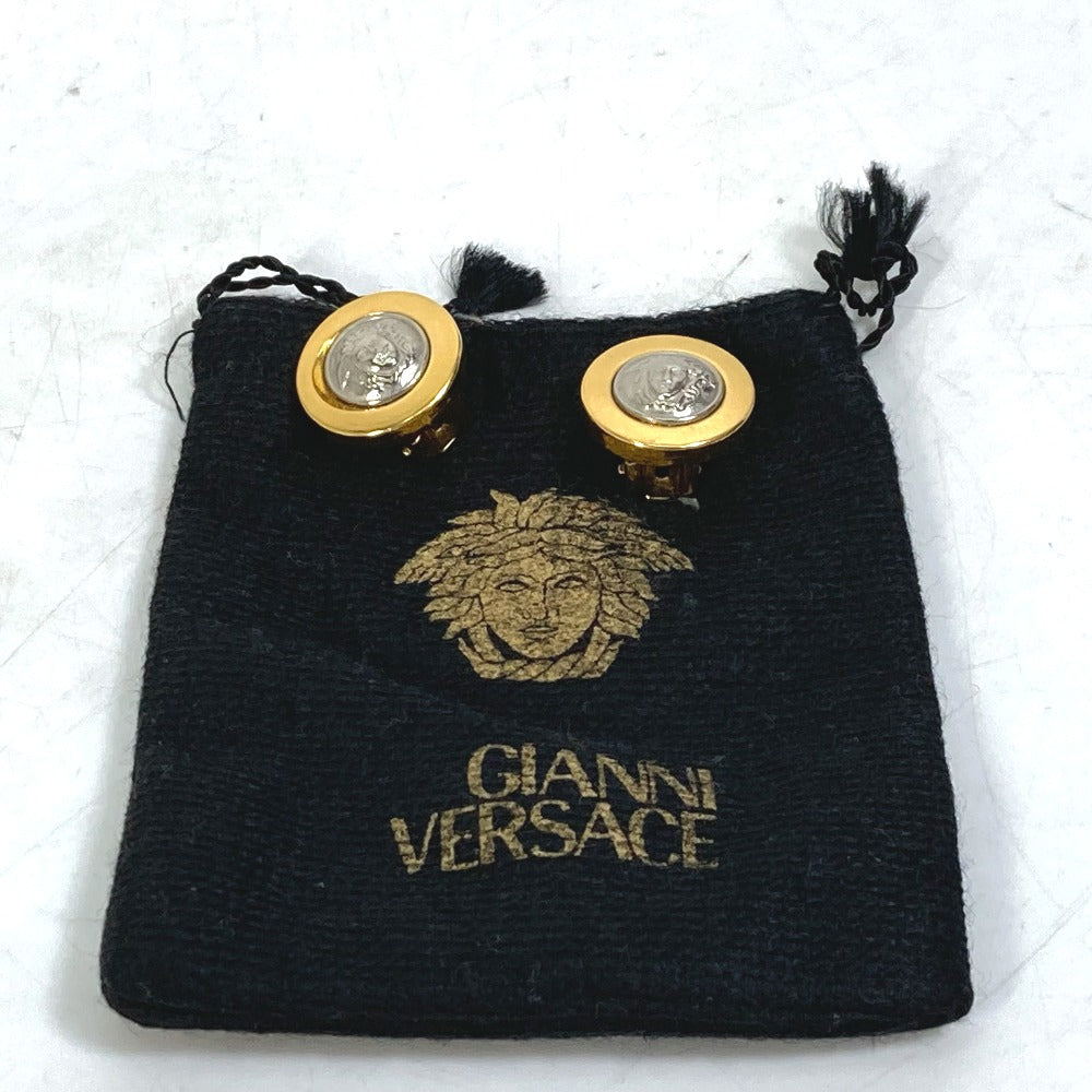 VERSACE Accessories Round Medusa Two-Tone Earrings in Gold