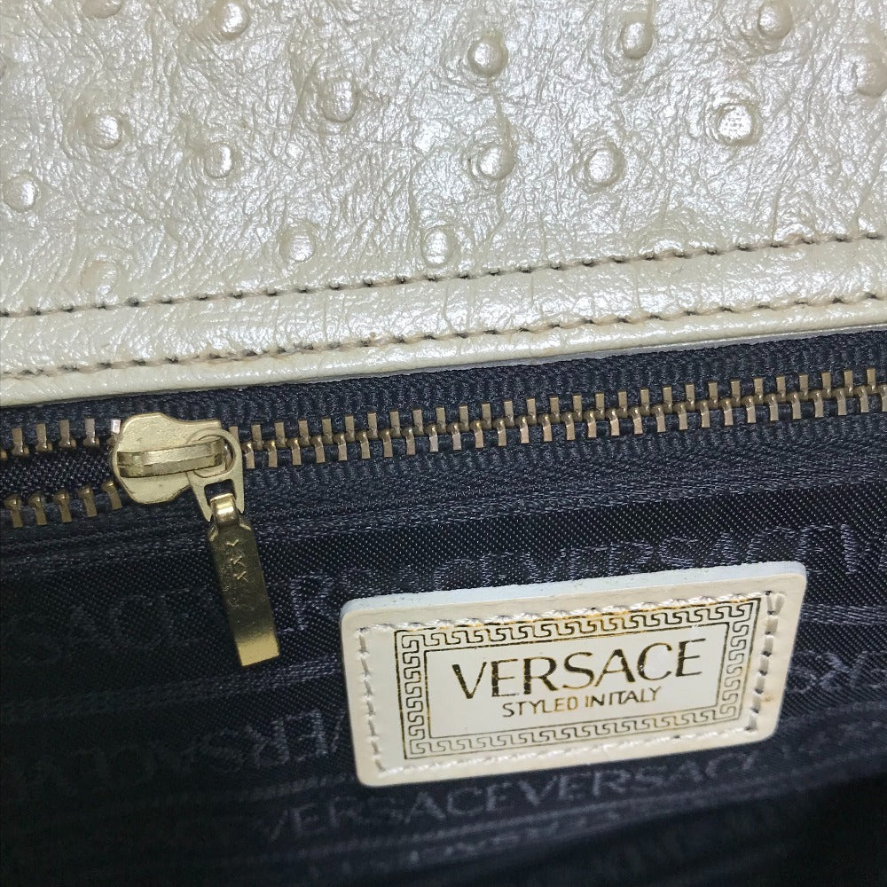 VERSACE サンバースト カバン 型押し ショルダーバッグ レザー レディース ベージュ