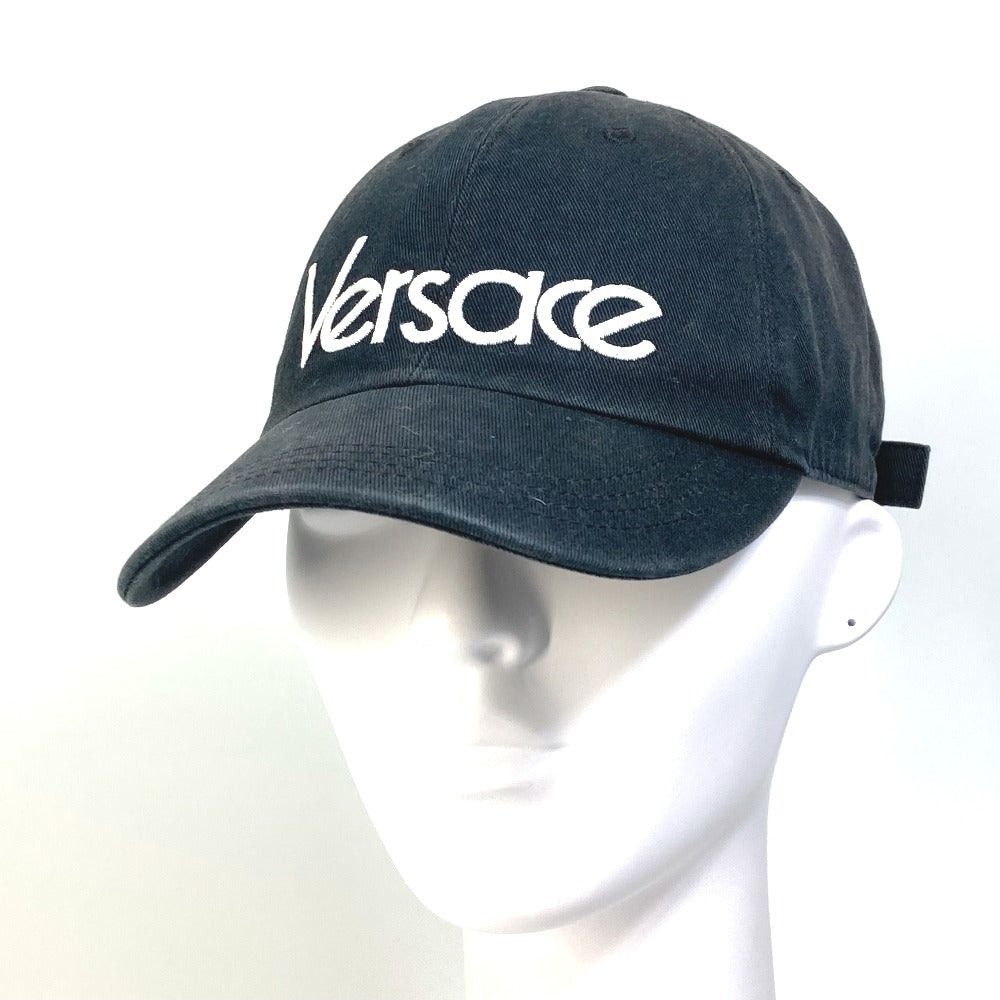 VERSACE Two-Tone Logo Baseball Cap, Cotton, Women's, Black