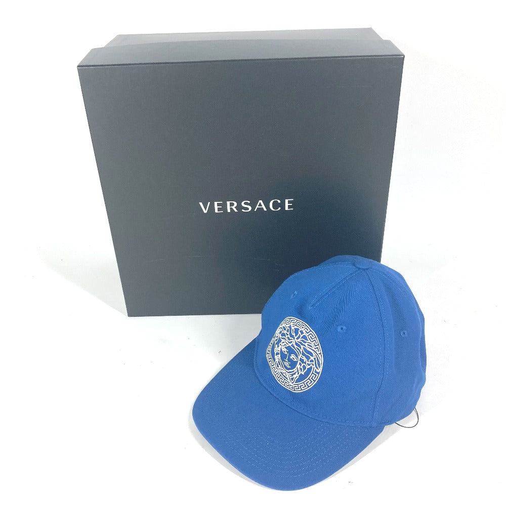 VERSACE バイカラー ロゴ メデューサ 帽子 キャップ帽 ベースボール キャップ コットン ユニセックス ブルー