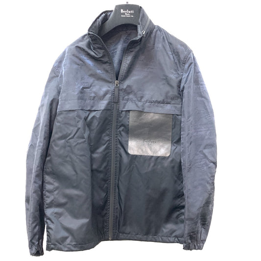 Berluti トップス カリグラフィ ジップアップ パーカー ナイロン メンズ ネイビー