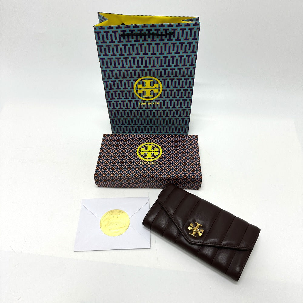 Tory Burch 81820 KIRA CHEVRON Bi-fold Long Wallet Leather Women's Brown