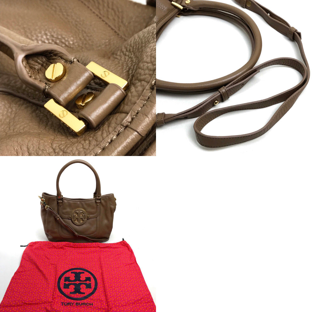 Tory Burch logo shoulder bag, tote bag, 2-way bag, shoulder bag, handbag, leather, women's, brown