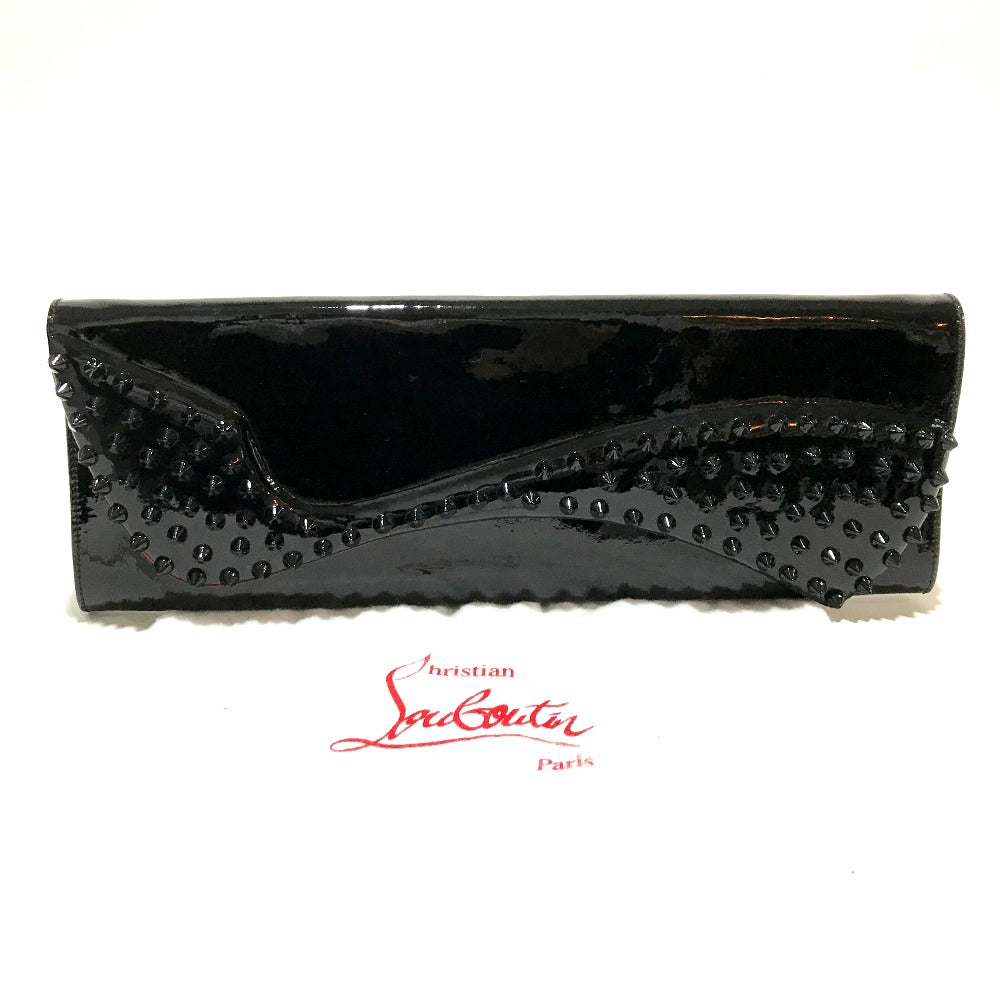 Christian Louboutin 3120524 スパイクスタッズ ピガール エナメル カバン パーティーバッグ クラッチバッグ パテントレザー レディース ブラック