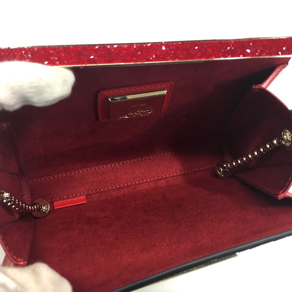 Christian Louboutin Cherry Print Studded Party Bag, Chain Shoulder Bag, Leather, Women's, Multicolor, White
