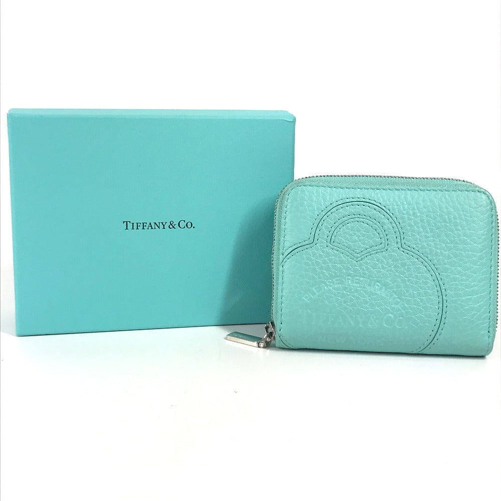 TIFFANY&Co. コンパクトウォレット リターントゥティファニー 財布 小銭入れ ハート ラウンドファスナー コインケース レザー レディース ブルー