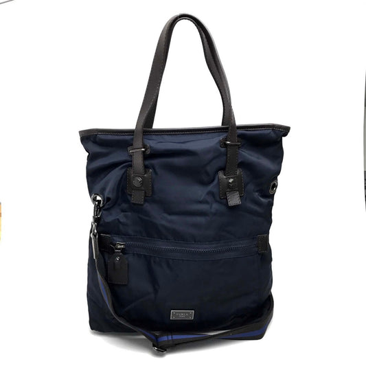 FURLA トートバッグ カバン ショルダーバッグ ナイロン/レザー レディース ネイビー×ダークブラウン