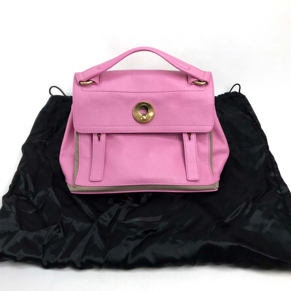 YVES SAINT LAURENT 283761 Muse Two Shoulder Bag, Crossbody Bag, 2-Way Handbag, Leather, Women's, Pink