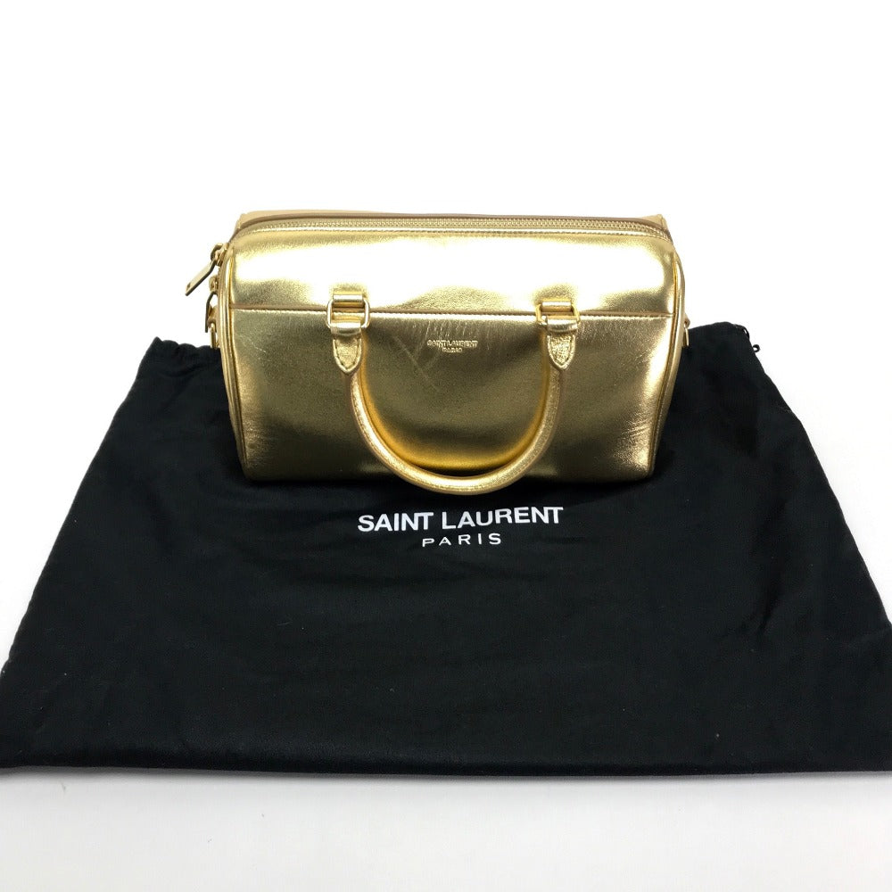 SAINT LAURENT PARIS 肩掛け 手持ち ベイビーダッフル バッグ カバン ハンドバッグ ショルダーバッグ ハンドバッグ レザー レディース ゴールド