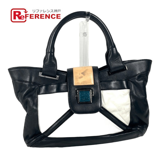 LOEWE ロゴ アナグラム カバン ハンドバッグ 肩掛け ショルダーバッグ トートバッグ レザー レディース ブラック