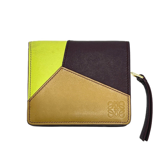 LOEWE C510Z41X01 Puzzle Compact Zip Wallet Mini Wallet Bi-fold Wallet Foldable Wallet 2-fold Wallet Leather Women's Multicolor