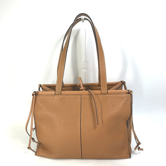 LOEWE Anagram Medium Cushion Tote Shoulder Bag in Camel Brown Leather