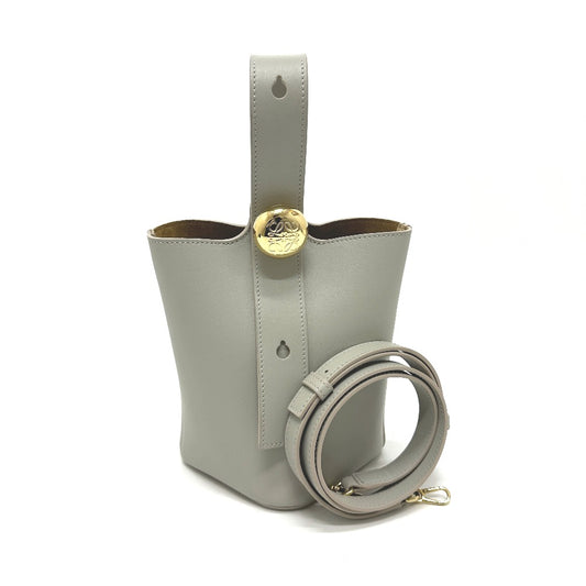 LOEWE ぺブル バケットバック ミニ ショルダーバッグ レザー レディース グレー