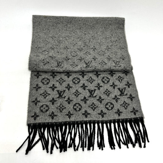 LOUIS VUITTON M75900 Echarpe Monogram Gradient Wool/Cashmere Scarf, Women's, Black