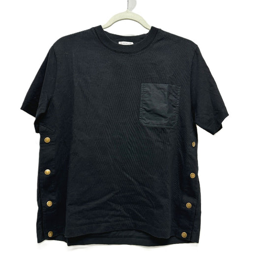 MONCLER C-SCOM-24-35846 胸ポケット サイドボタン アパレル 半袖Tシャツ コットン レディース ブラック