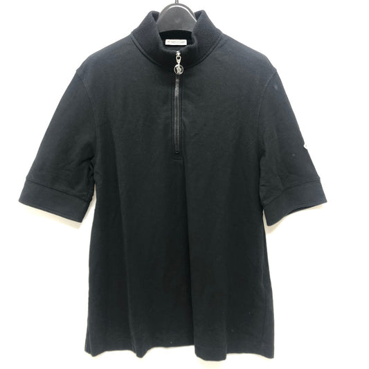 MONCLER ハーフジップ アパレル トップス Tシャツ ロゴ ワッペン 半袖シャツ コットン メンズ ブラック