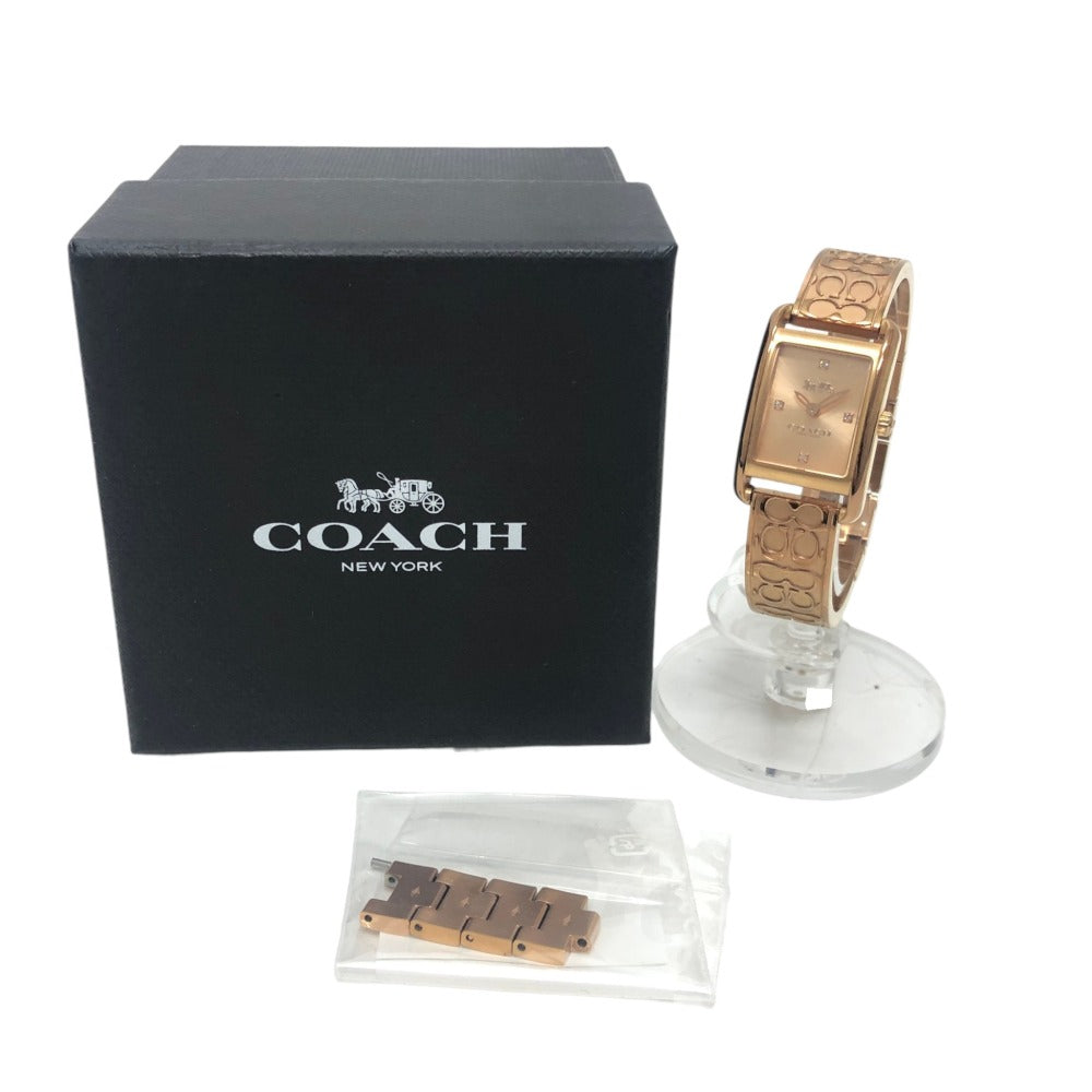 COACH CA.131.7.34.1803 Signature ALLIE Bangle Quartz Watch Wristwatch SS Gold Used