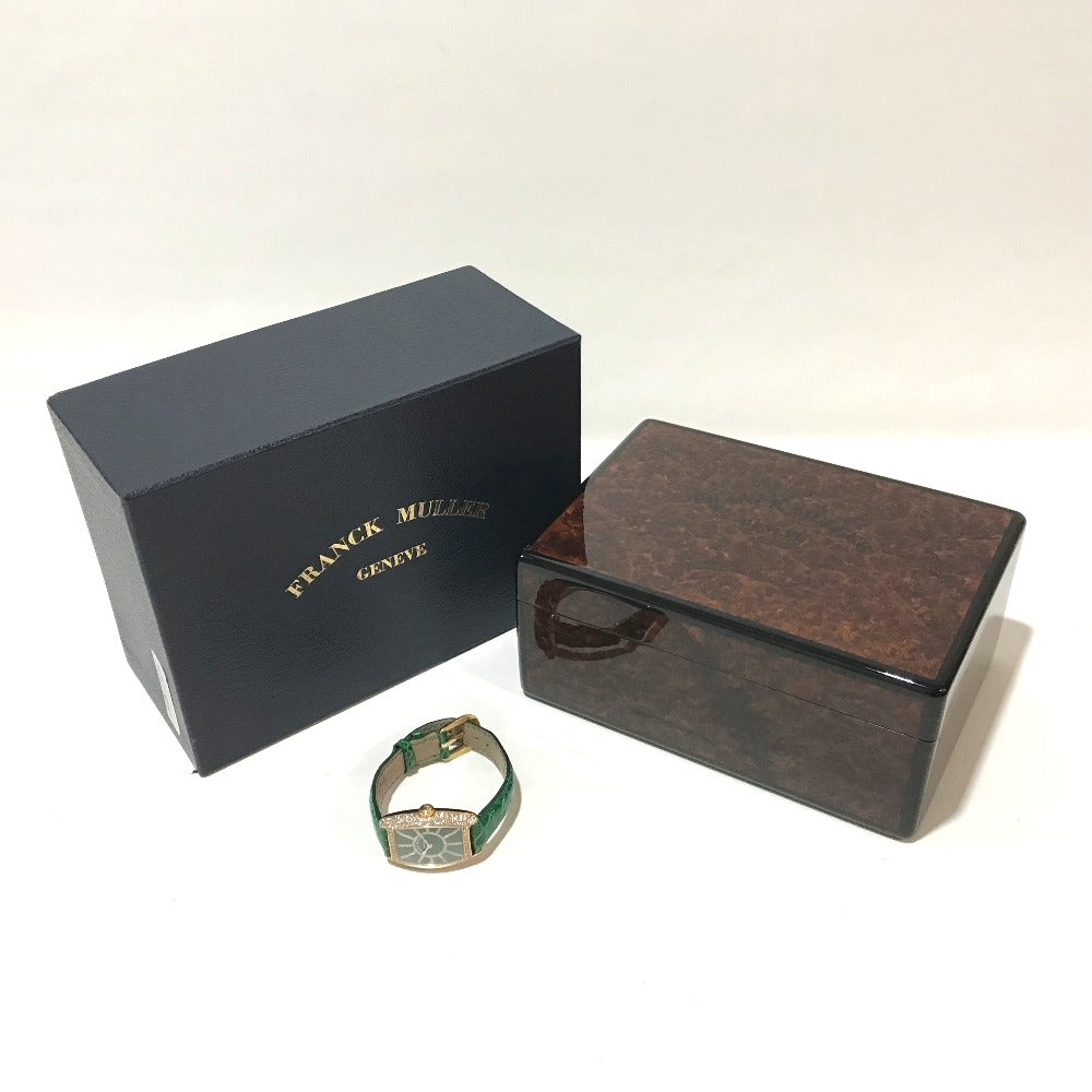 FRANCK MULLER 1750S6PMCD Tonneau Curvex Diamond Dial and Bezel Manual Winding Wristwatch in 18K Yellow Gold for Women