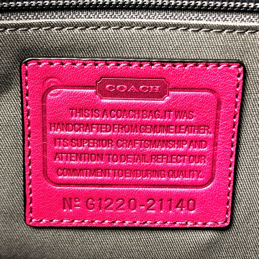 COACH 21140 Textured Legacy Satchel Bag 2WAY Hand Bag Shoulder Bag Leather Charcoal gray gray/Fuchsia pink Used