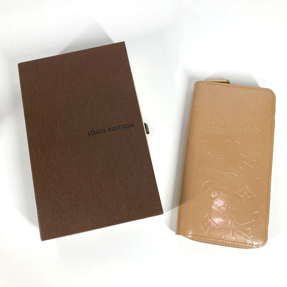 LOUIS VUITTON M91470 VERNIS Zippy Wallet กระเป๋าสตางค์ซิปรอบ กระเป๋าสตางค์ใบยาว หนังแก้ว ผู้หญิง สี Noisette (น้ำตาลเบจ)