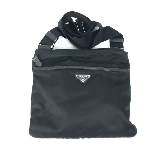 PRADA 2VH053 トライアングルロゴ カバン ショルダーバッグ ナイロン/レザー メンズ ブラック