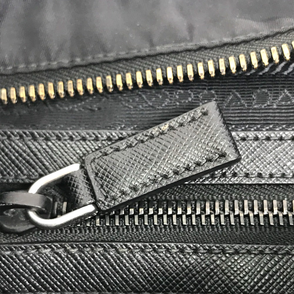 PRADA 2VH053 Triangle Logo Shoulder Bag in Nylon/Leather, Black