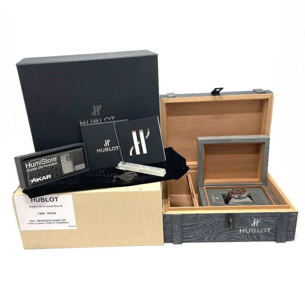 HUBLOT 521.NC.0589.VR.OPX14 Forbidden X Classic Fusion Automatic Watch with Cigar Box, Titanium, Men's, Silver