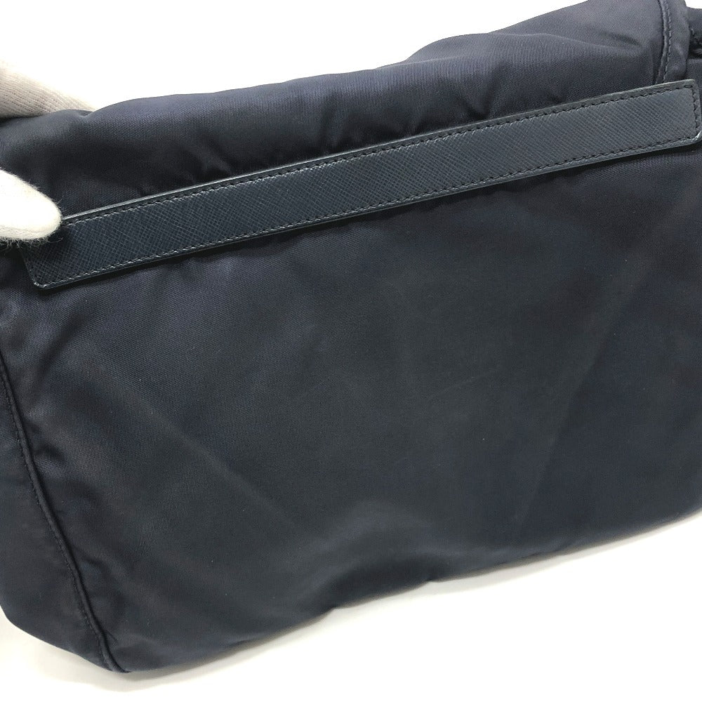 PRADA 1BD994 Triangle Crossbody bag, shoulder bag, triangular logo plate, flap, messenger bag Shoulder Bag Nylon Navy Used