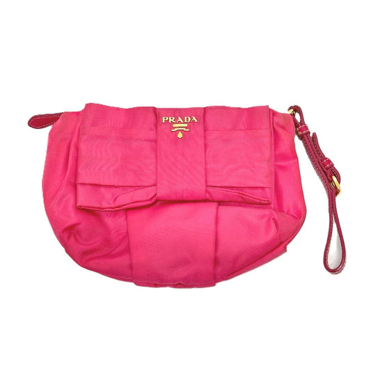 PRADA 1N1422 ロゴ リボン 小物 ストラップ付 マルチポーチ 収納ポーチ アクセサリーポーチ 化粧ポーチ ナイロン レディース ピンク