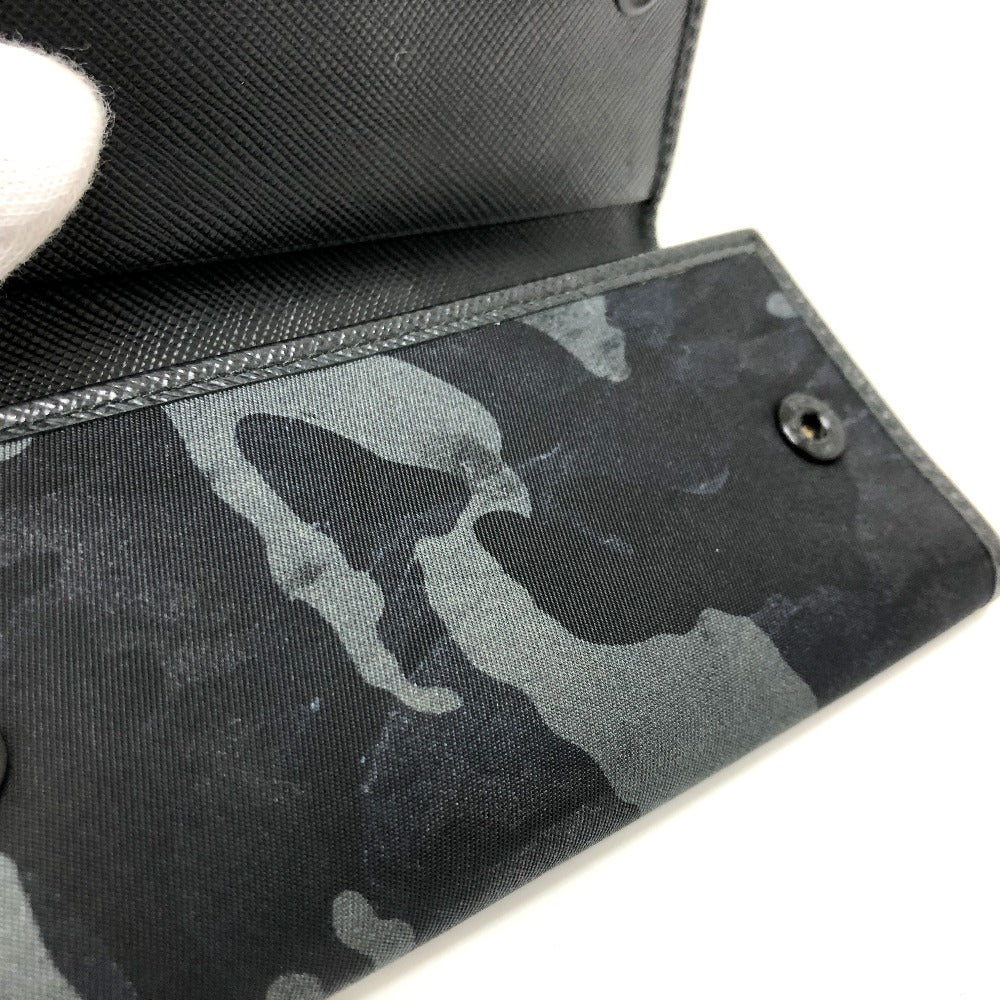 PRADA カモフラージュ 迷彩 6連 鍵入れ ロング キーケース ナイロン レディース ブラック