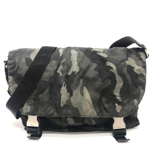 PRADA VA0887 迷彩 カモフラ メッセンジャー ショルダーバッグ ナイロン レディース グリーン