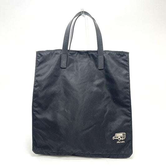 PRADA VA905A Logo car motif bag Tote Bag Nylon Black Used