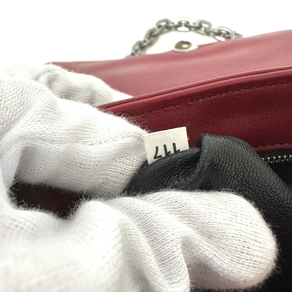 PRADA 1BD009 ロゴ チェーン カバン 斜め掛け 肩掛け ショルダーバッグ レザー レディース レッド