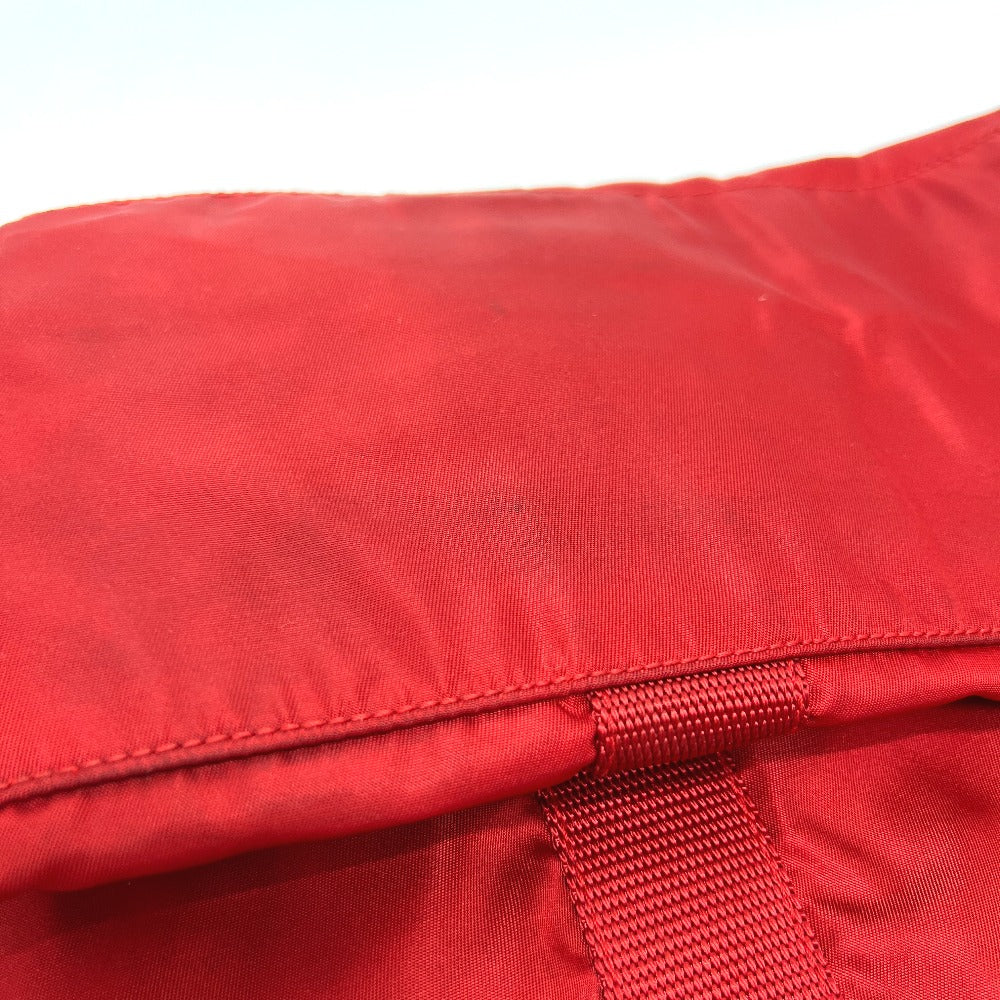 PRADA Triangle Plate Bag, Handbag, Tote Bag, Nylon, Women's, Red
