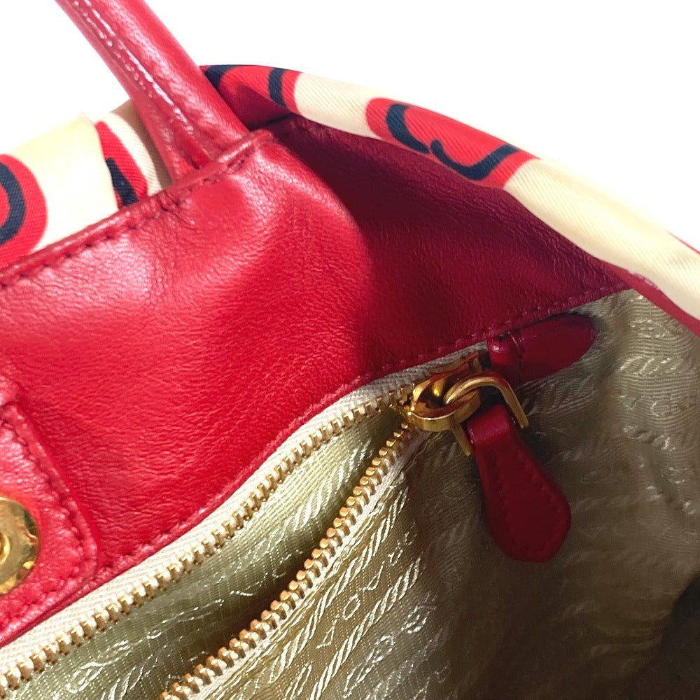 PRADA Heart logo Hand Bag Bicolor Tote Bag Leather / Nylon White/Red Used