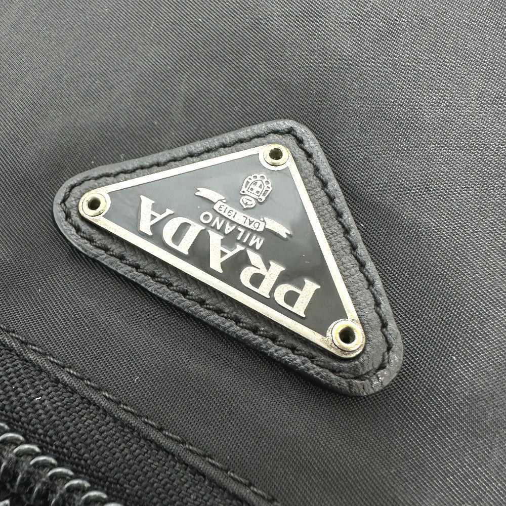 PRADA V147S Triangle Plate 2-Way Shoulder Bag/Briefcase/Business Bag in Nylon, Unisex, Black