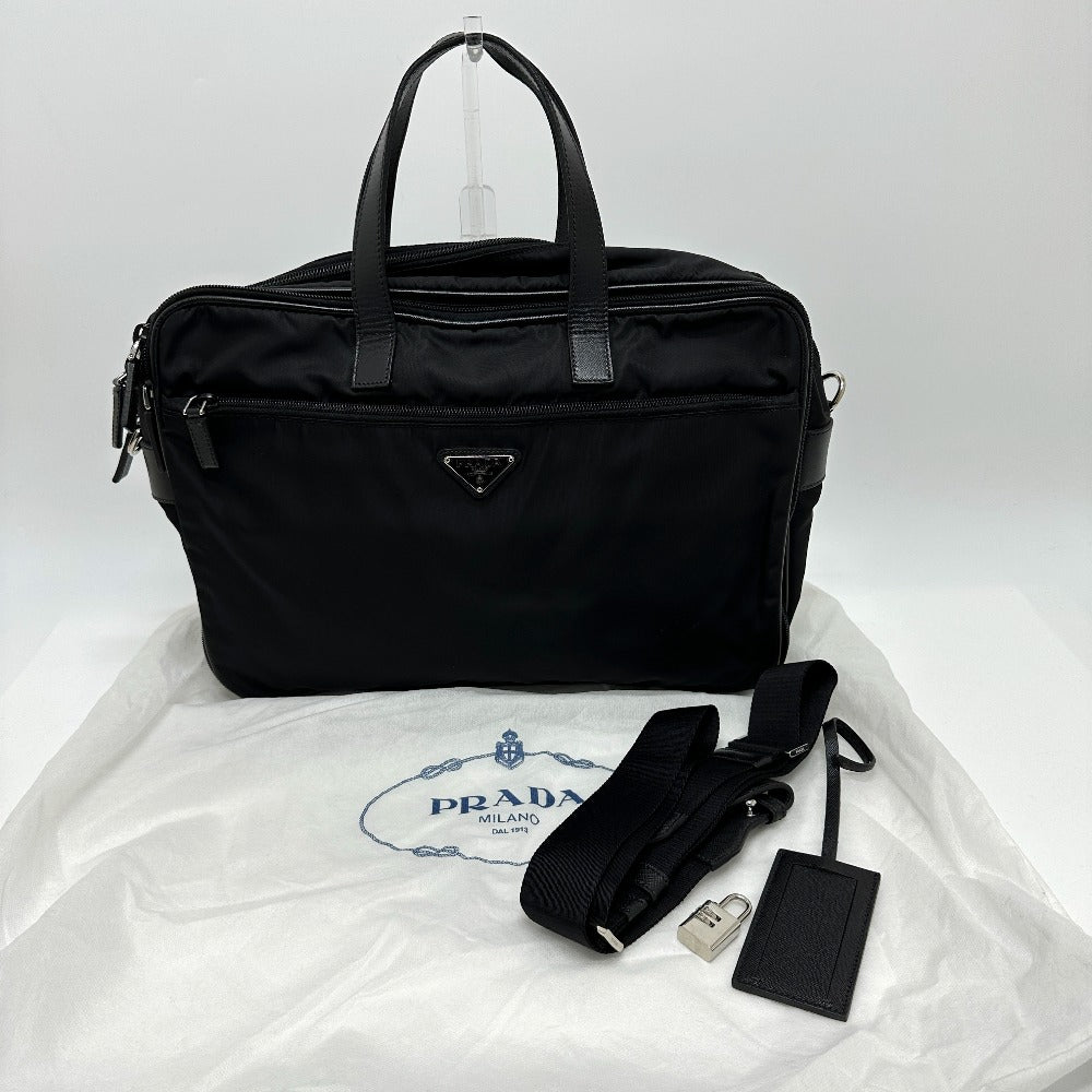 PRADA 2VE407 Triangle Logo 2WAY Bag Shoulder/Crossbody Business Bag Nylon/Leather Unisex Black