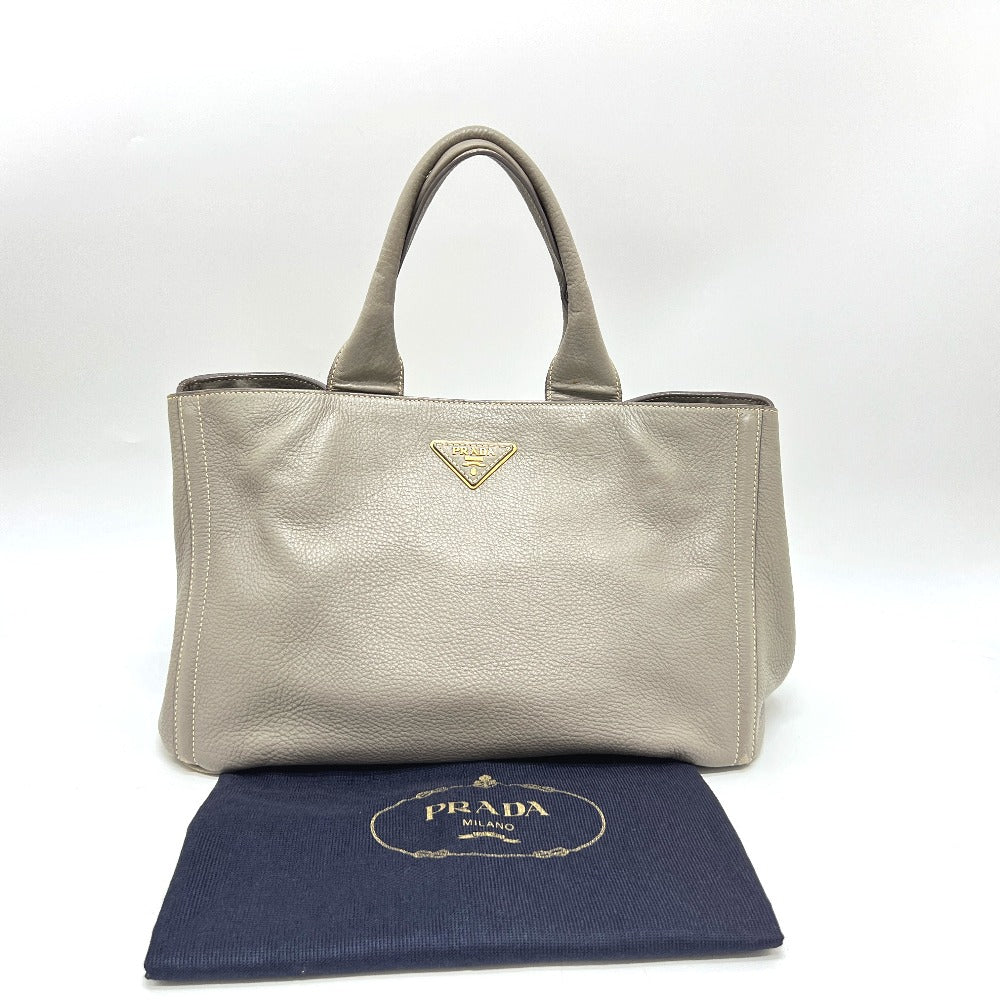 PRADA BN1872 ロゴ カナパ カバン バッグ ハンドバッグ 大容量 トートバッグ レザー レディース グレー