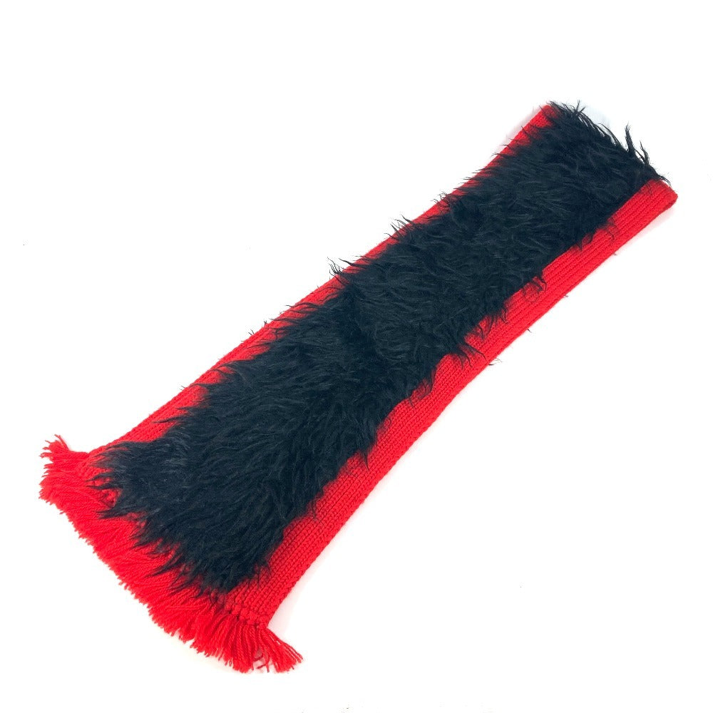 PRADA Bicolor fur Scarf wool / cotton Black/Red Used