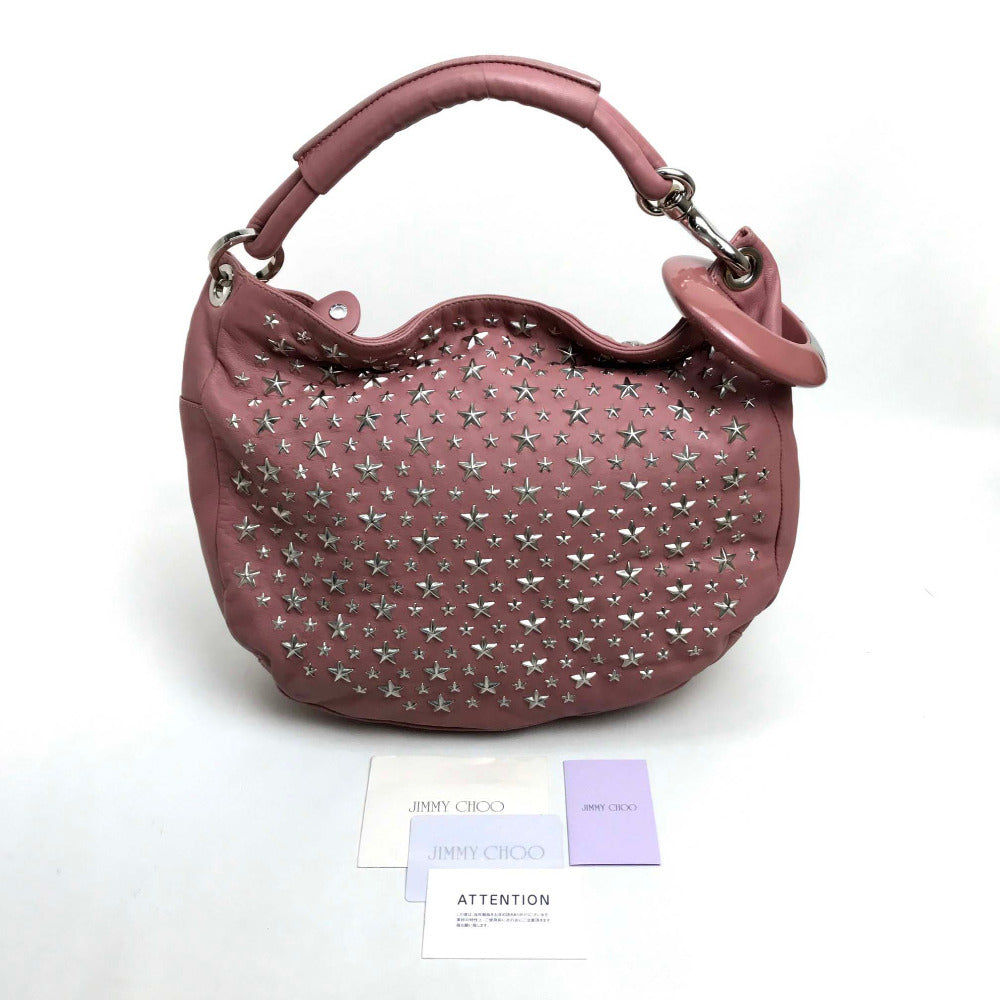 JIMMY CHOO Star Studs Sky Bag, Shoulder Bag, Semi-Shoulder Handbag, Lamb Leather, Women's, Pink