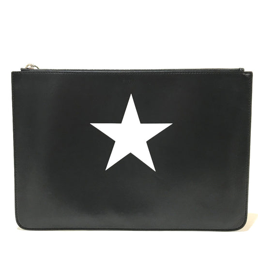 GIVENCHY セカンドバッグ スターデザイン カバン クラッチバッグ レザー メンズ ブラックxホワイト