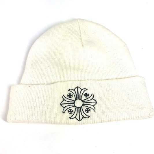 CHROME HEARTS ロゴ ビーニー 帽子 ニット帽 ニットキャップ ニット帽 アクリル ユニセックス ホワイト