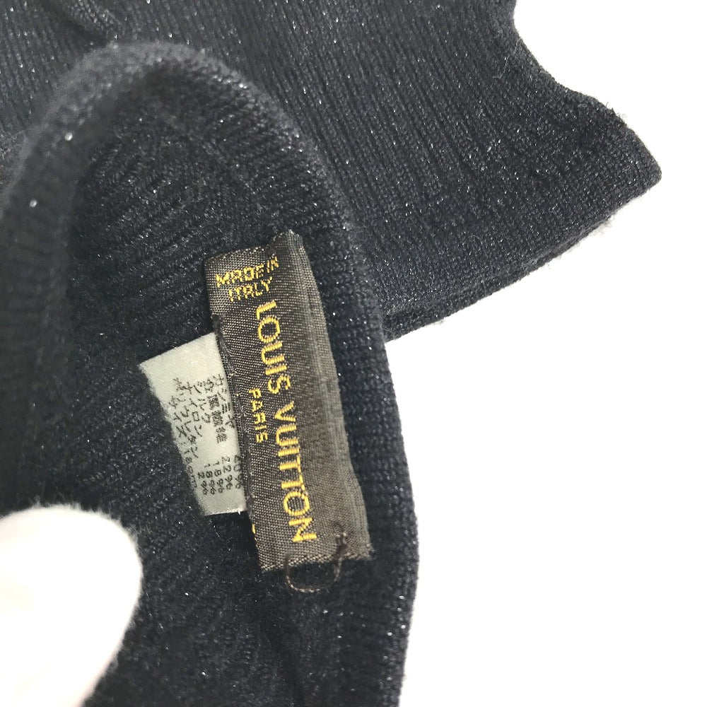 LOUIS VUITTON ニット モノグラム ラメ グローブ 手袋 カシミヤ レディース ブラック