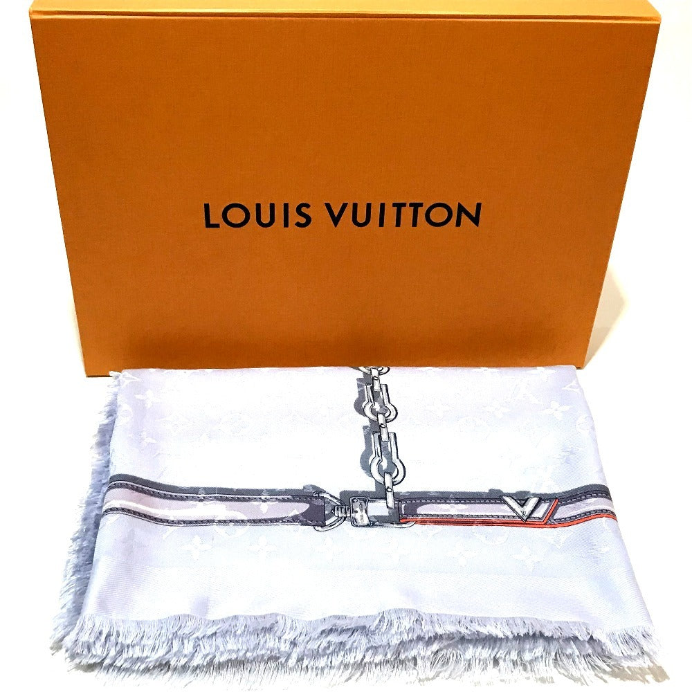 LOUIS VUITTON M70807 Monogram Confidential Accessory with Tag, Silk Stole, Women's, Blue, Light Blue