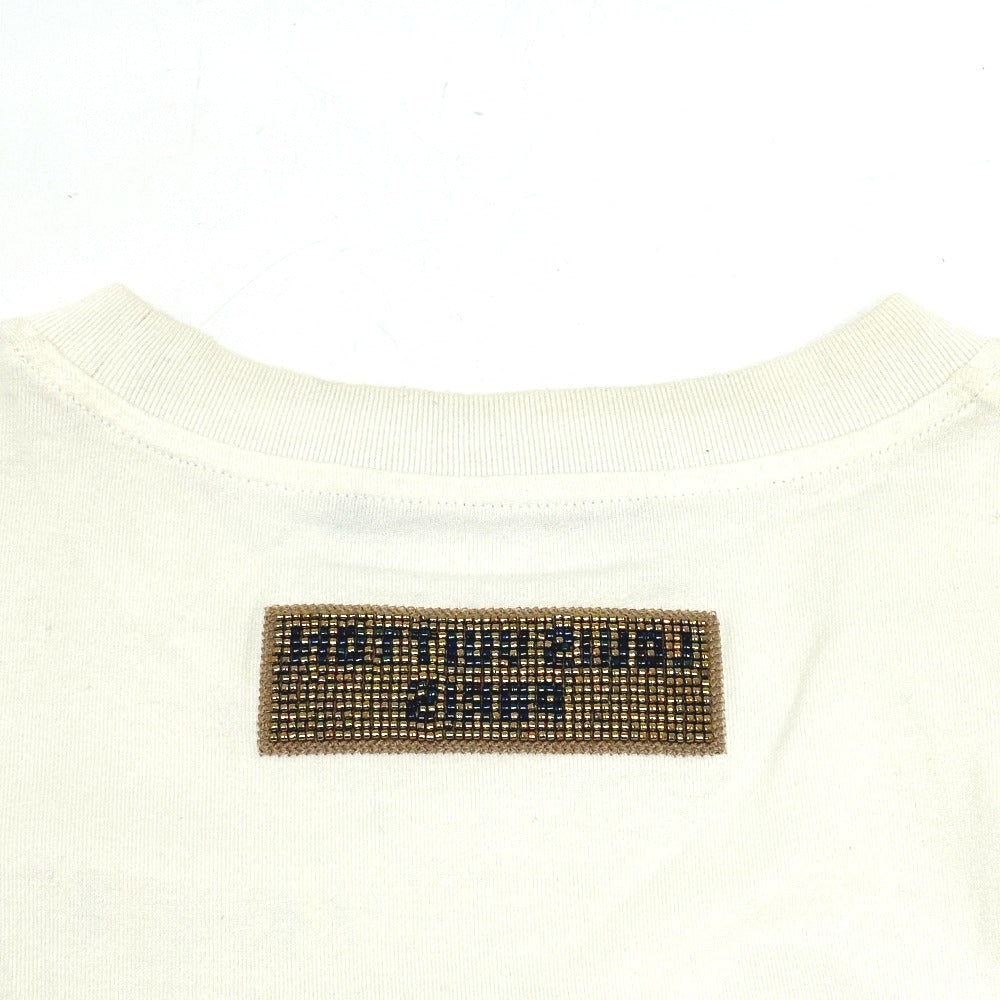 LOUIS VUITTON RM232M NPG HPY35W Logo Embroidered Apparel Beaded Logo Crew Neck Short Sleeve T-Shirt Cotton Women's White