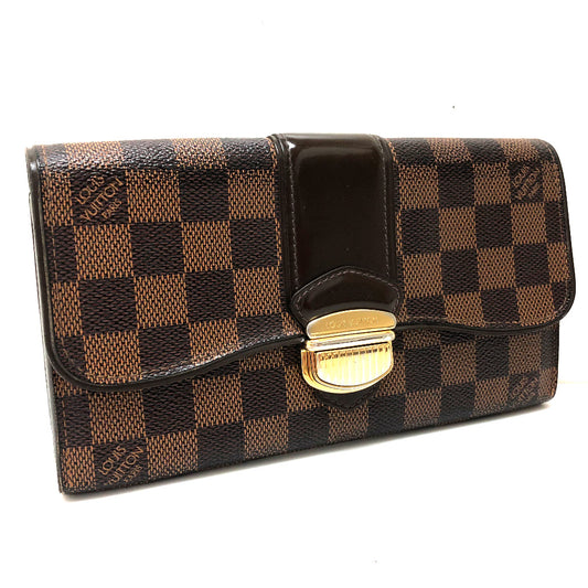 LOUIS VUITTON N61747 ダミエ ポルトフォイユ・システィナ 長財布 ウォレット フラップ 長財布 ダミエキャンバス ユニセックス エベヌ ブラウン