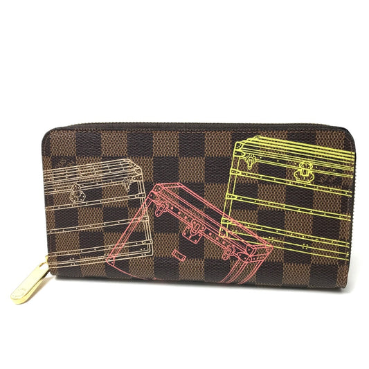 LOUIS VUITTON N63026 ダミエ トランク ジッピー ウォレット 長財布 ダミエキャンバス レディース エベヌ ブラウン